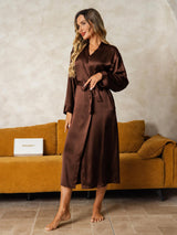 [Brown] SilkSilky-UK Long Sleeve Women's Dressing Gown 005