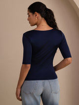 [Dark Blue] SilkSilky-UK Half Sleeve Women's T-Shirt 002