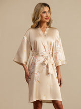 [Champagne] SilkSilky-UK 3/4 Sleeve Women's Dressing Gown 003
