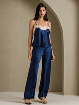 [Dark Blue] SilkSilky-UK Spaghetti Strap V Neck Camisole 007