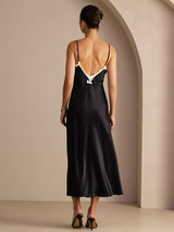[Black] SilkSilky-UK Spaghetti Strap V Neck Dress 002