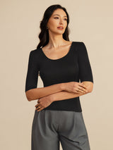 [Black] SilkSilky-UK Half Sleeve Women's T-Shirt 004