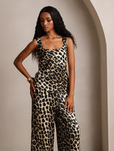 [Leopard] SilkSilky-UK Pure Silk Boat Neck Camisole Set 003,