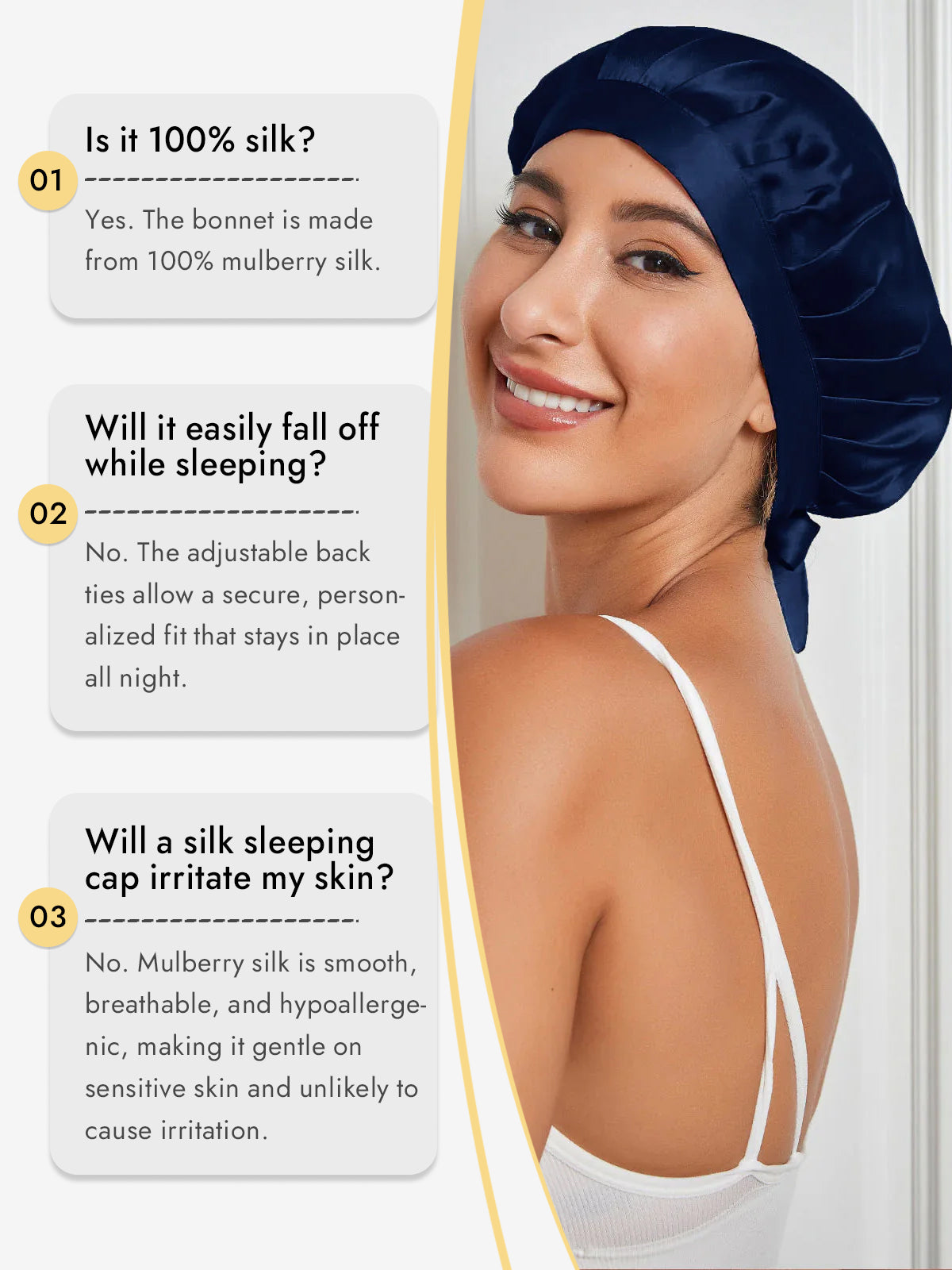 [Dark Blue] SilkSilky-UK Pure Silk Sleep Cap 006