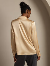 [Champagne] SilkSilky-UK Long Sleeve Lapel Collar Women's Shirt 003