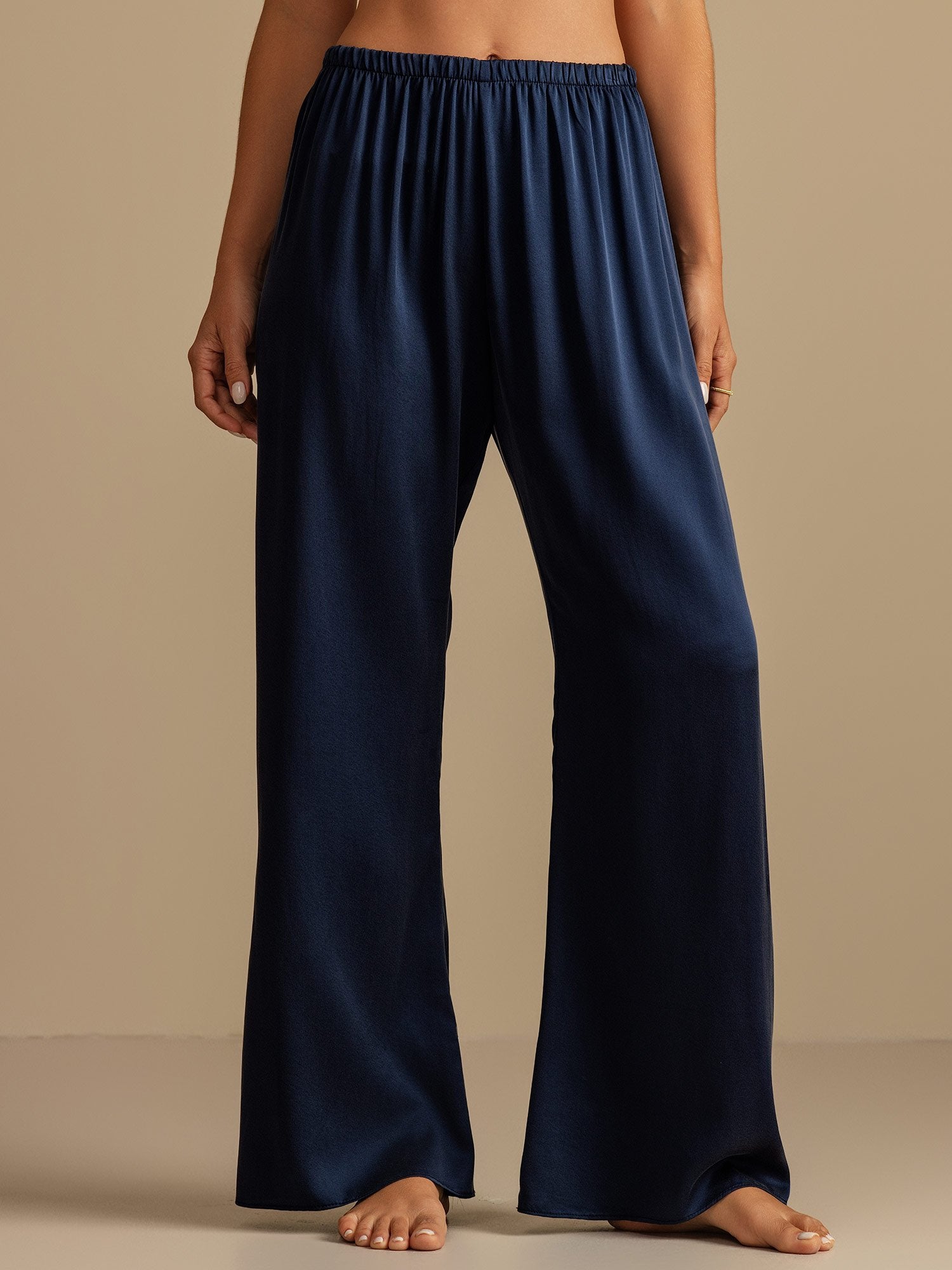 [Dark Blue] SilkSilky-UK 19Momme Machine-Washable Silk Womens Sleep Bottoms 006