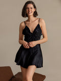 SilkSilky-UK Pure Silk V Neck Dress Black 004