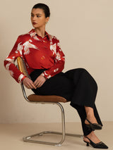 [Wine] SilkSilky-UK Long Sleeve Lapel Collar Women's Shirt 007