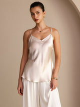 [Beige] SilkSilky-UK Spaghetti Strap V Neck Camisole 001