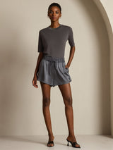 [Gray] SilkSilky-UK Half Sleeve Crew Neck Women's T-Shirt 009