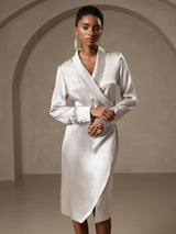 [Silver] SilkSilky-UK 19Momme Long Sleeve V Neck Dress 004