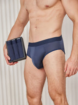 [Dark Blue] SilkSilky-UK 100% Silk Jersey Men's Underwear 001