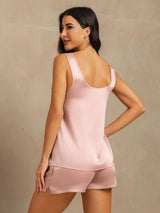 [Peach Skin] SilkSilky-UK 19Momme Machine-Washable Silk Sleeveless Scoop Neck Women's Pyjamas 002