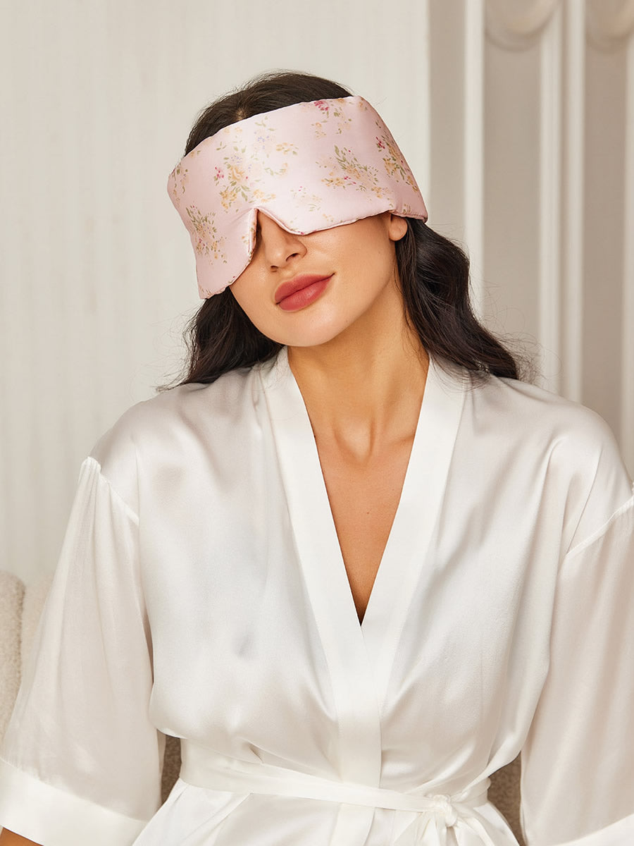 SilkSilky UK 19Momme Pure Silk Eye Mask Floral 001