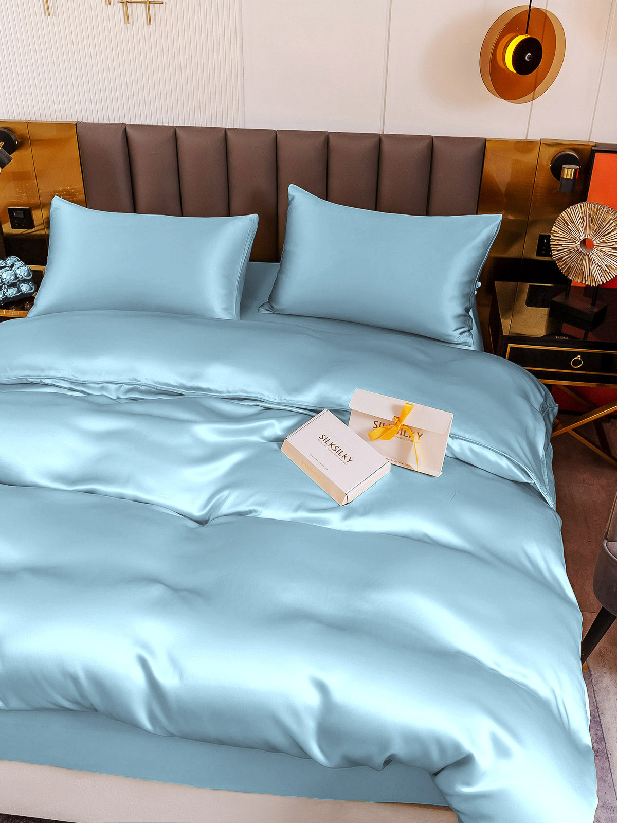 SilkSilky-UK 19Momme Pure Silk Duvet Cover LightBlue 009