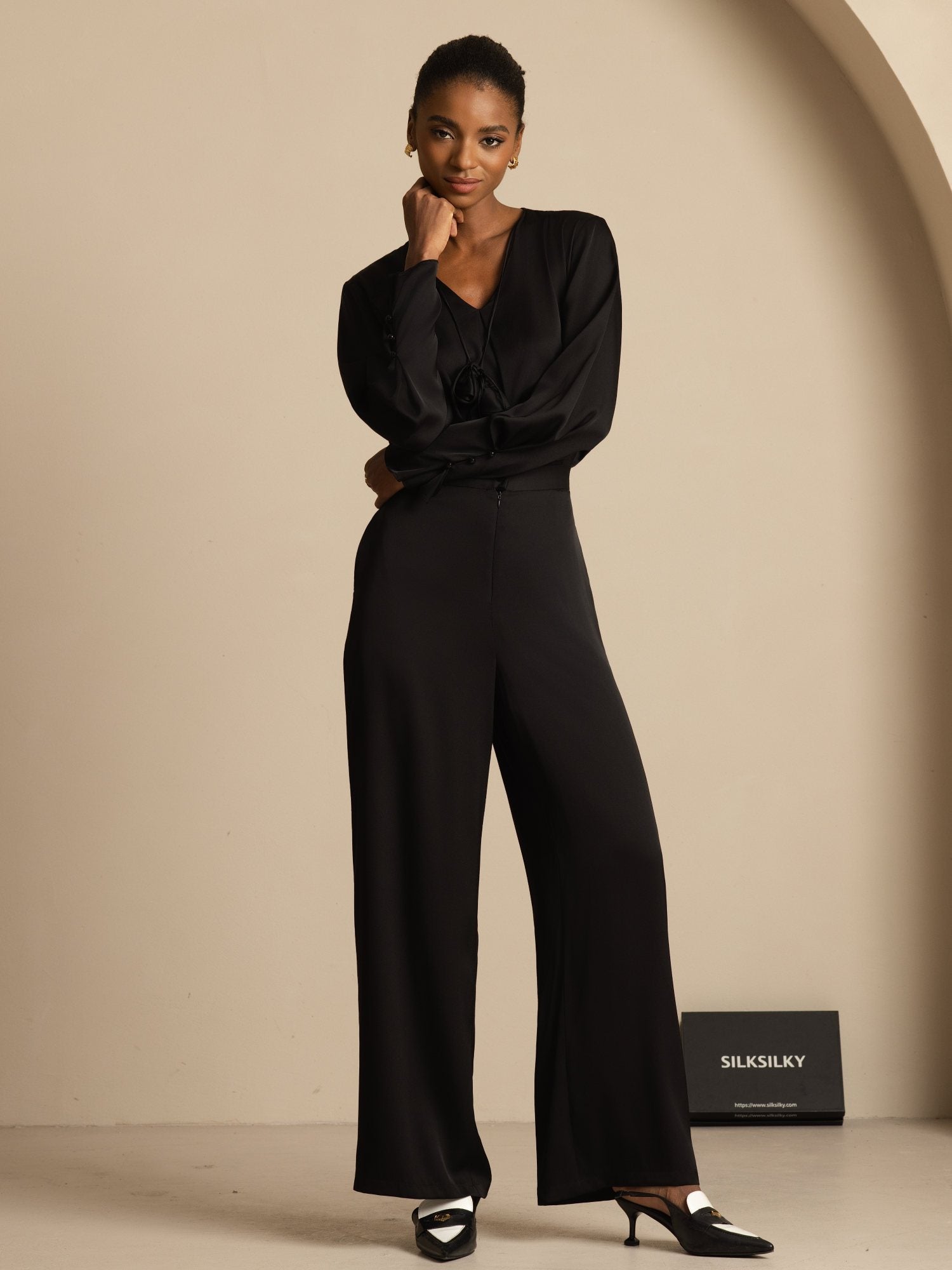 [Black] SilkSilky-UK 19Momme Silk Womens Pants 007