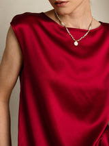 [Wine] SilkSilky-UK Cap Sleeve Round Neck Women's T-Shirt 008