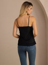 [Black] SilkSilky-UK Spaghetti Strap V Neck Camisole 002