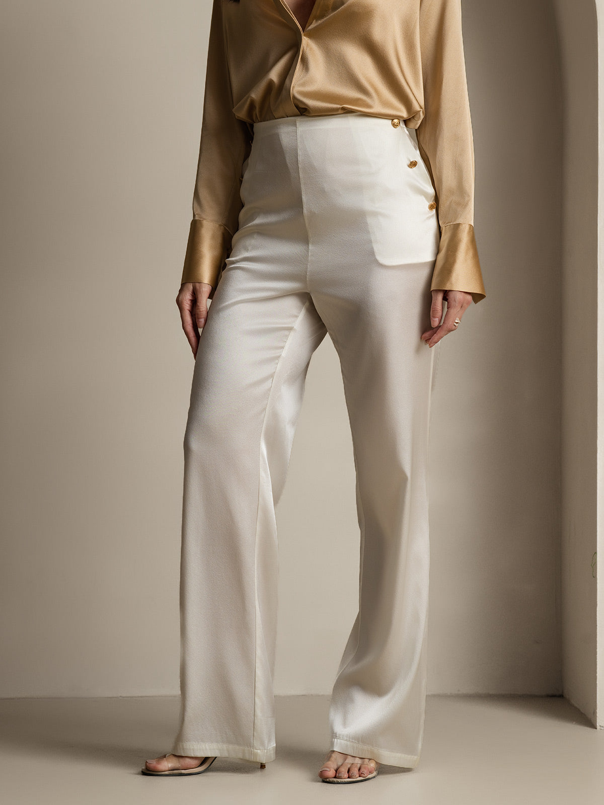 [White] SilkSilky-UK 19Momme Silk Womens Pants 007