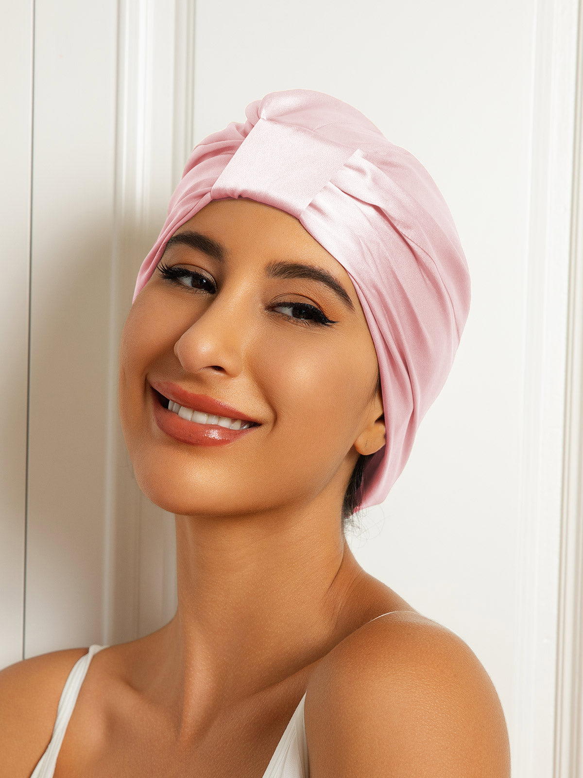 SilkSilky-UK Pure Silk Sleep Cap LightPink 001