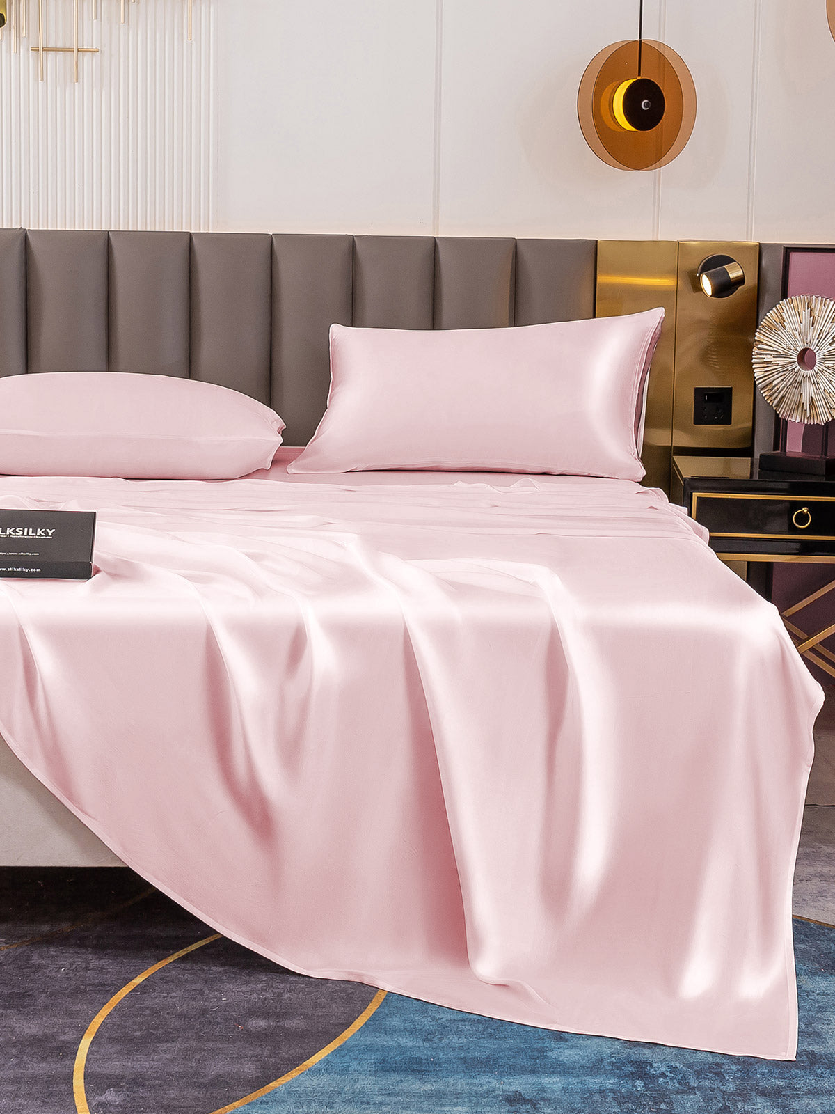 [Pink] SilkSilky-UK 19Momme Pure Silk Bedding Set 006