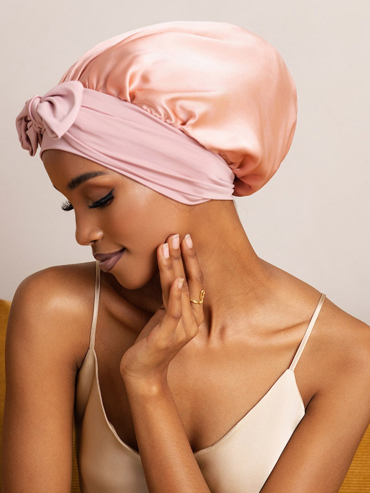 SilkSilky-UK Pure Silk Sleep Cap Pink 002