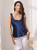 SilkSilky UK Pure Silk Sleeveless U Neck Camisole DarkBlue 001