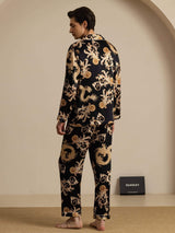 [Black Dragon] SilkSilky-UK Long Sleeve Lapel Collar Men's Pyjamas 002