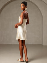 [Light Yellow] SilkSilky-UK Spaghetti Strap Cowl Neck Dress 002