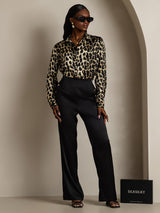 [Leopard] SilkSilky-UK Long Sleeve Lapel Collar Women's Shirt 009