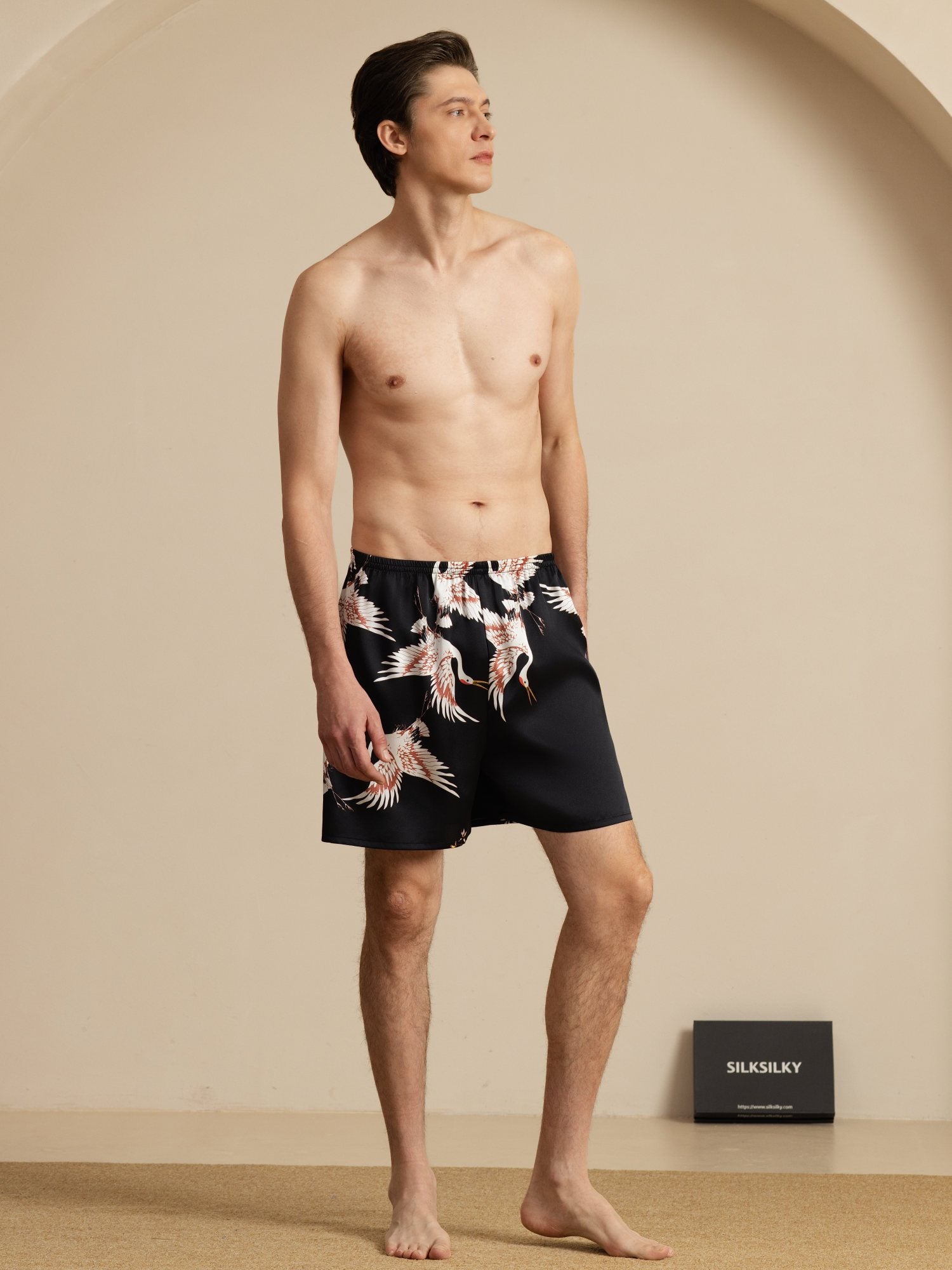 [Black] SilkSilky-UK 19Momme Mens Sleep Bottoms 005