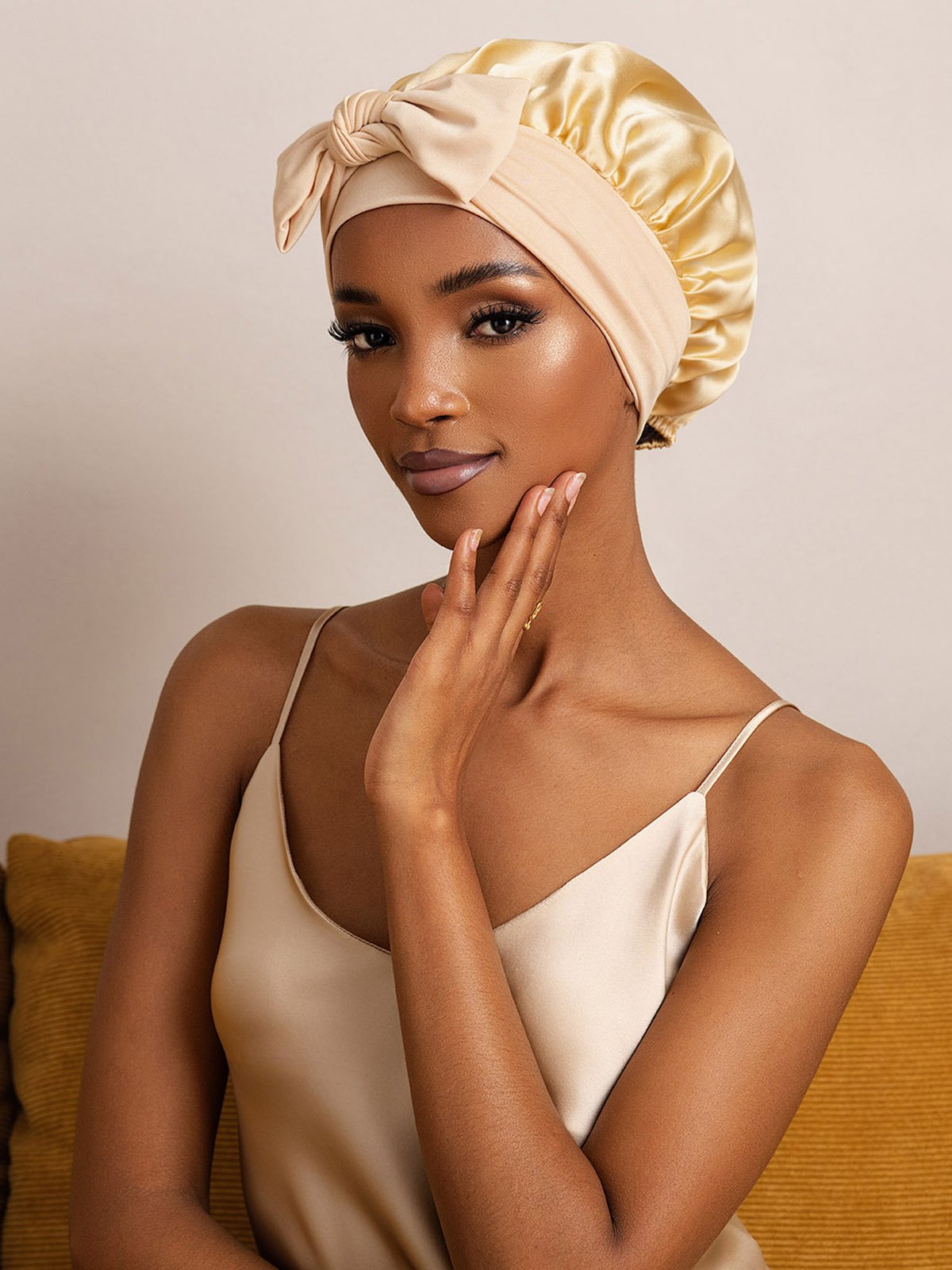 [Champagne] SilkSilky-UK Pure Silk Sleep Cap 004