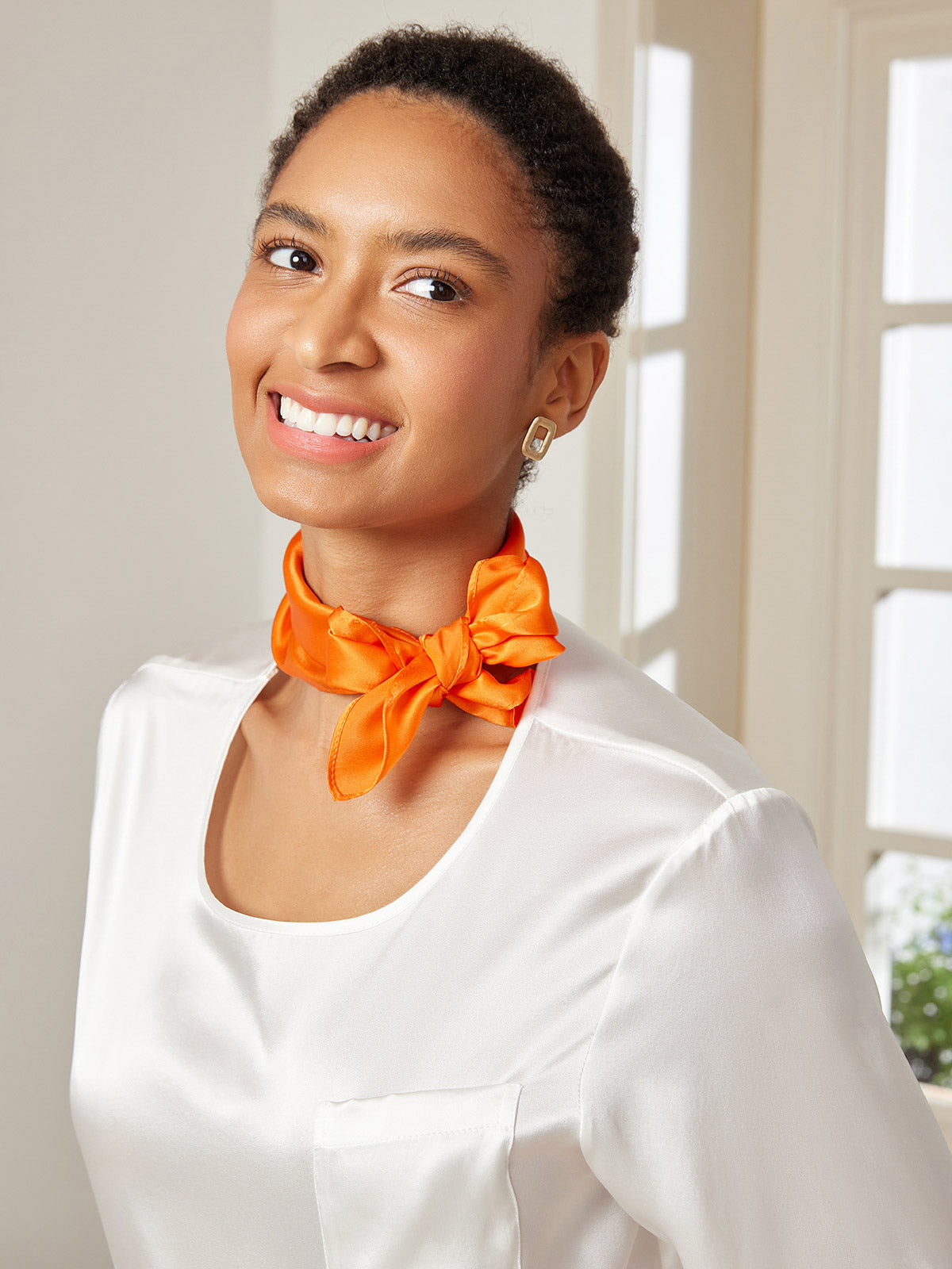 SilkSilky UK Pure Silk Scarf Orange 003