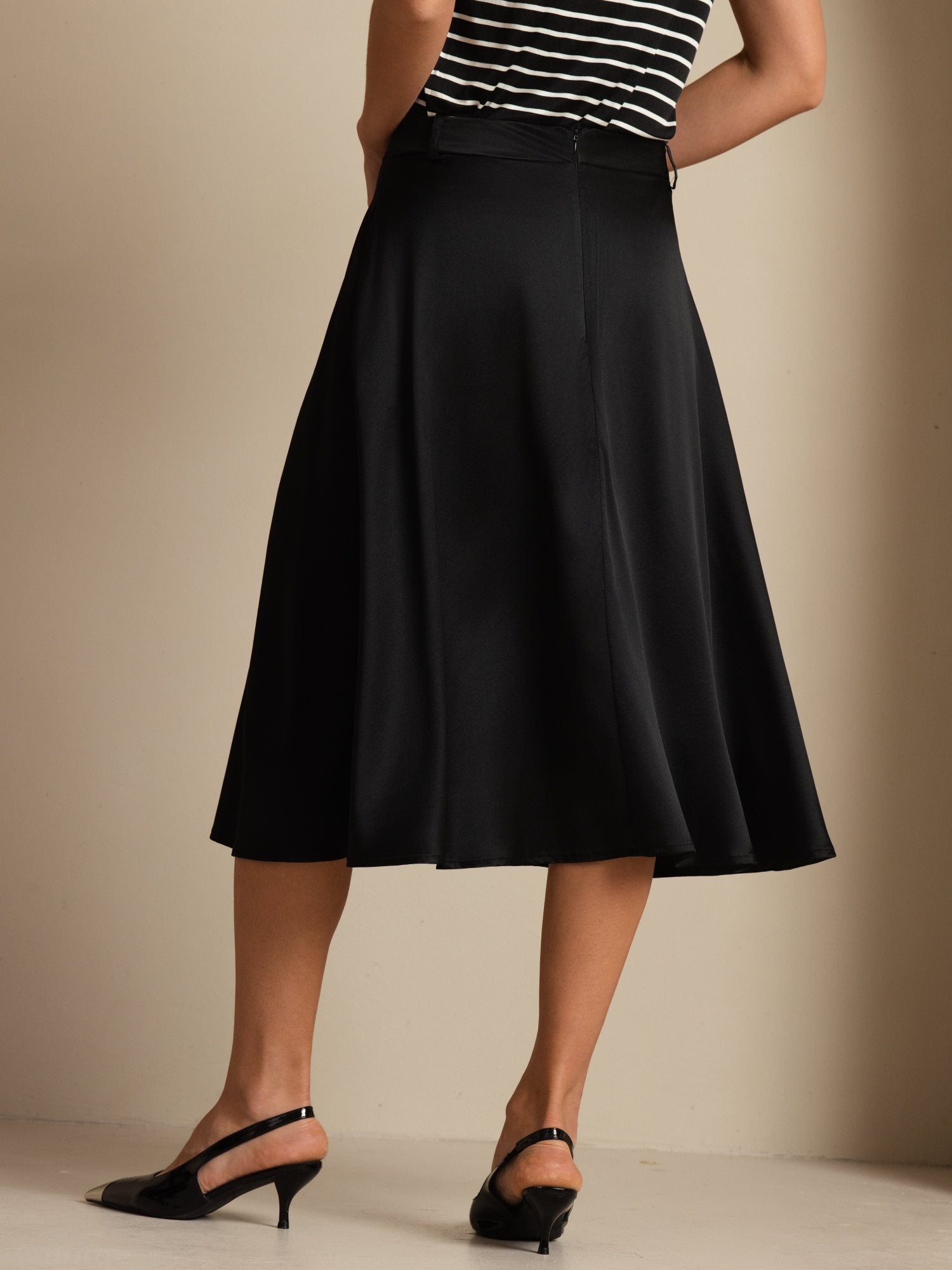 [Black] SilkSilky-UK 19Momme Stretch Silk Charmeuse Skirt 002