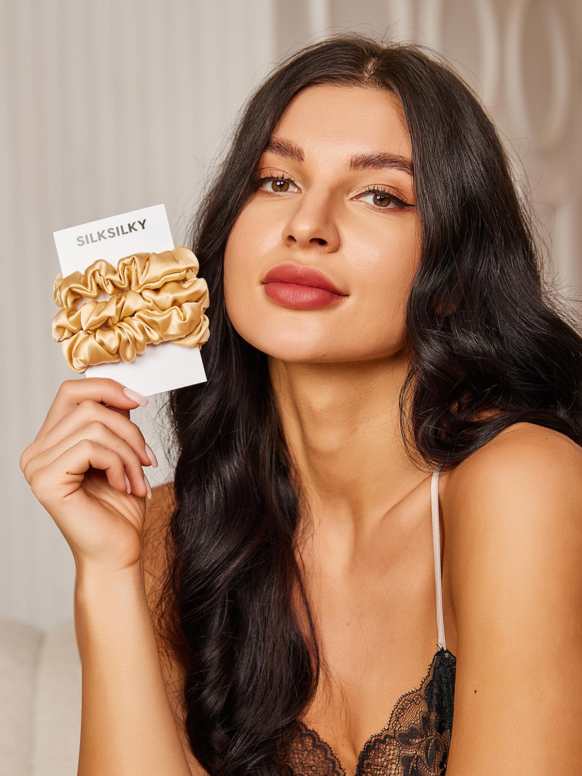 [Champagne] SilkSilky-UK 19Momme Pure Silk Scrunchie 002