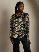 [Leopard] SilkSilky-UK Long Sleeve Lapel Collar Women's Shirt 004