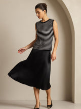 [Black Stripe] SilkSilky-UK Sleeveless Round Neck Camisole 005