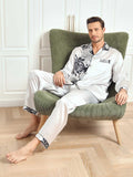 SilkSilky UK Pure Silk Long Sleeve Lapel Men's Pyjamas Gray 009