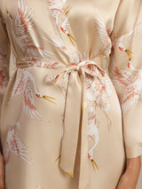 [Champagne] SilkSilky-UK 3/4 Sleeve Women's Dressing Gown 007