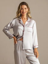 [Silver] SilkSilky-UK Long Sleeve Notch Collar Women's Pyjamas 003