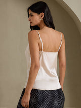 [Beige] SilkSilky-UK Spaghetti Strap Cowl Neck Camisole 002