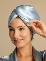 [Sky Blue] SilkSilky-UK Hair Towel Wrap 001