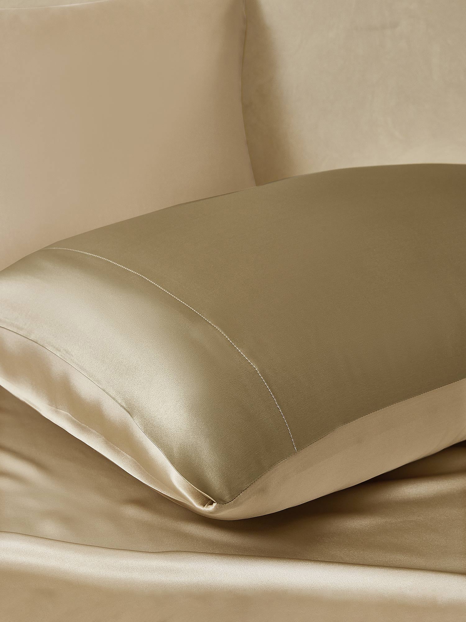 [Beige+Khaki] SilkSilky-UK 19Momme Pure Silk Bedding Set 004,