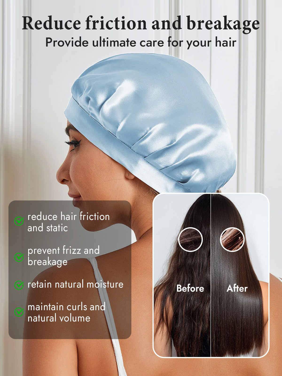 [Light Blue] SilkSilky-UK Pure Silk Sleep Cap 004