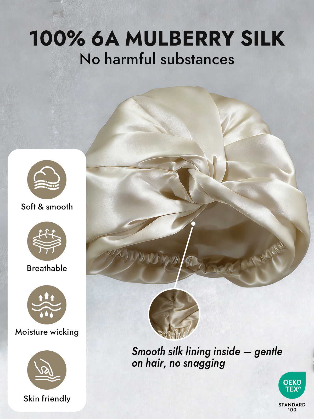 [Beige] SilkSilky-UK Sleep Cap 004