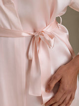 [Pink] SilkSilky-UK 3/4 Sleeve V Neck Nightdress&Dressing gowns 004