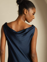 [Dark Blue] SilkSilky-UK Sleeveless Cowl Neck Dress 004