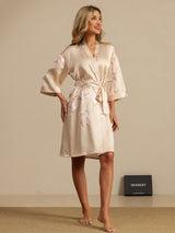 [Champagne] SilkSilky-UK 3/4 Sleeve Women's Dressing Gown 006