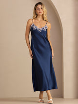[Blue] SilkSilky-UK Spaghetti Strap V Neck Dress 001