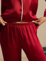 [Wine] SilkSilky-UK Long Sleeve Notch Collar Women's Pyjamas 005